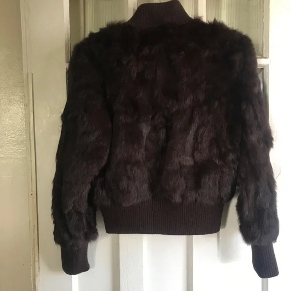 Paris Blues Y2K outerwear cropped  100% Rabbit Fur Vintage Chocolate Brown - Picture 4 of 4